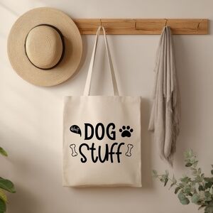 Custom Natural Canvas Tote Bag - Dog Stuff